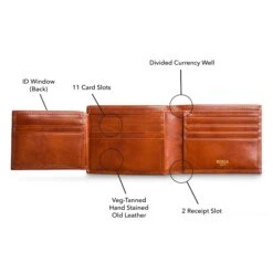 Bosca Old Leather Bifold Wallet With Card / ID Flap 10 Bosca Old Leather Bifold Wallet With Card / ID Flap -Luggage Pros Shop Bosca Old Leather Bifold Wallet with Card ID Flap 9