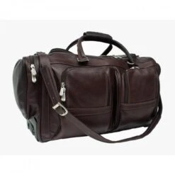 Piel Leather Duffel With Pockets On Wheels -Luggage Pros Shop Piel Leather Duffel With Pockets On Wheels 5