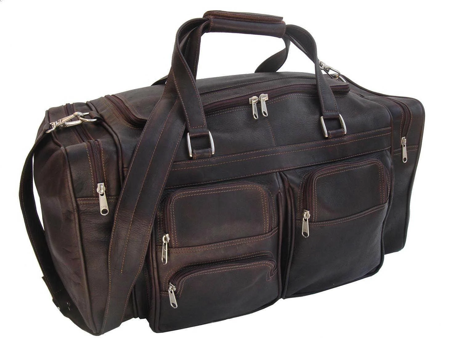 Piel Leather Medium Duffel With Pockets Piel Leather Medium Duffel With Pockets -Luggage Pros Shop Piel Leather Medium Duffel With Pockets 4
