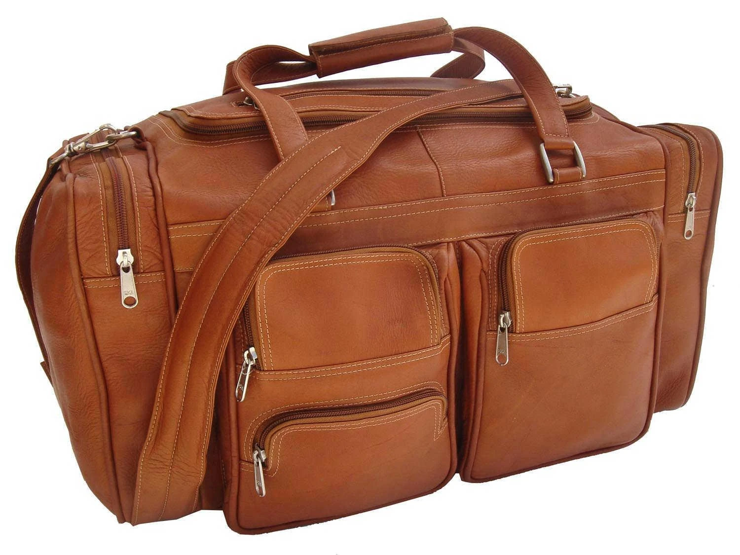 Piel Leather Medium Duffel With Pockets Piel Leather Medium Duffel With Pockets -Luggage Pros Shop Piel Leather Medium Duffel With Pockets